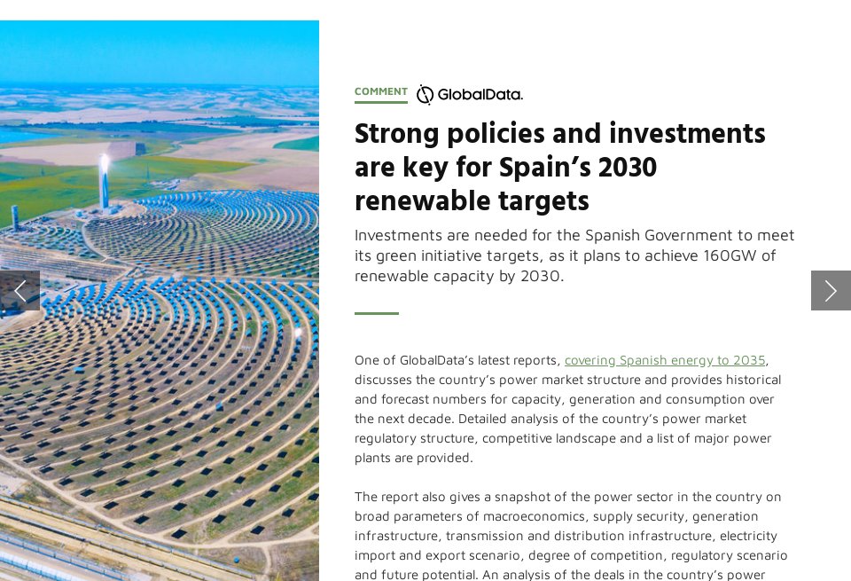 Strong Policies And Investments Are Key For Spain’s Renewable Targets ...