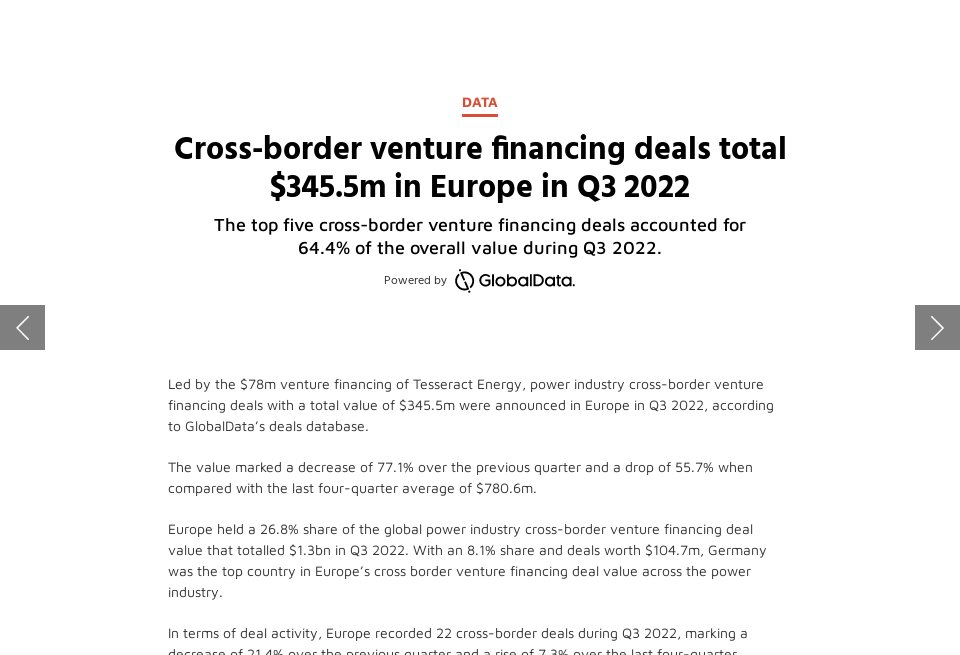 Crossborder venture financing deals total 345.5m in Europe in Q3 2022