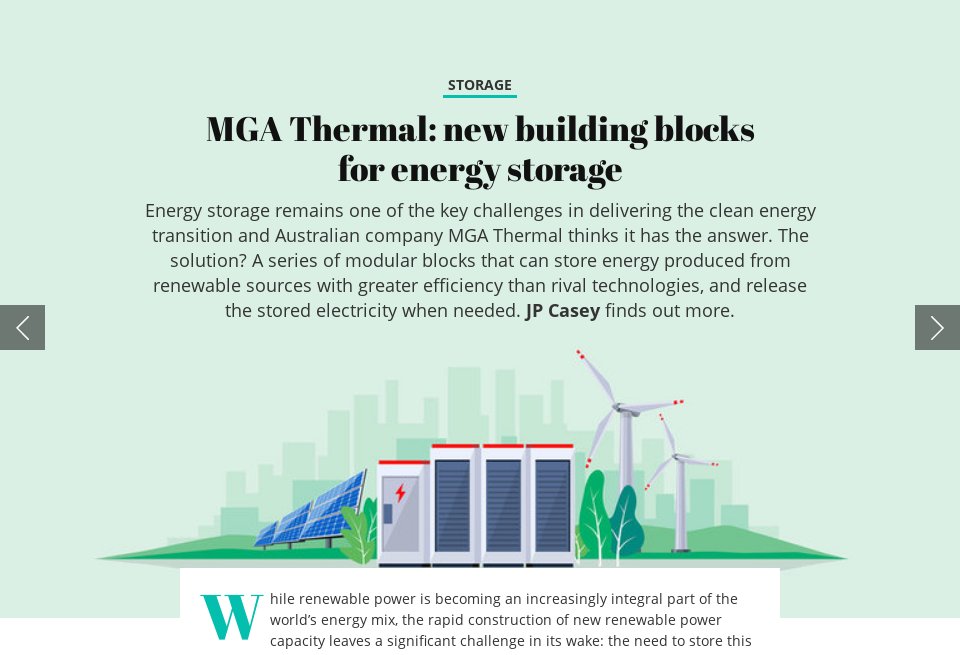 MGA Thermal new building blocks for energy storage Future Power