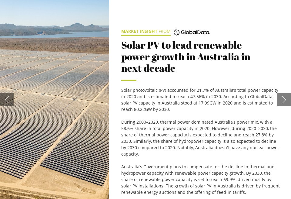 Solar PV to lead renewable power growth in Australia in next decade ...