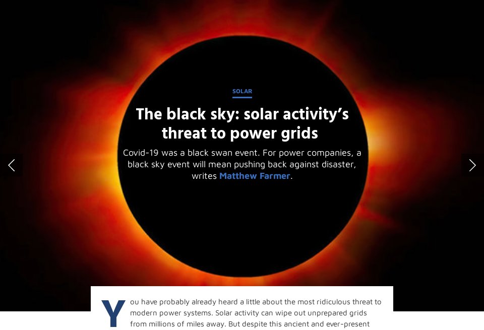 The black sky solar activity’s threat to power grids Future Power