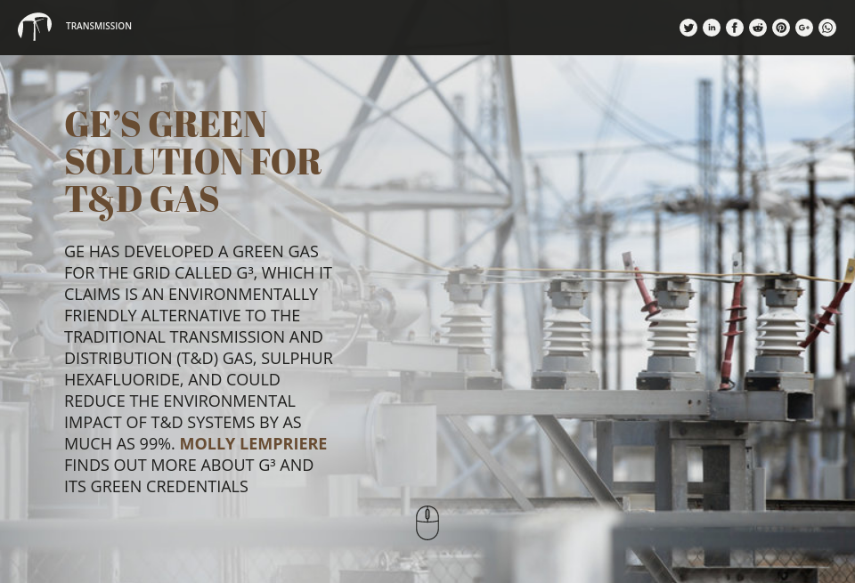 GE’s green solution for T&D gas Future Power Technology Yearbook 2018
