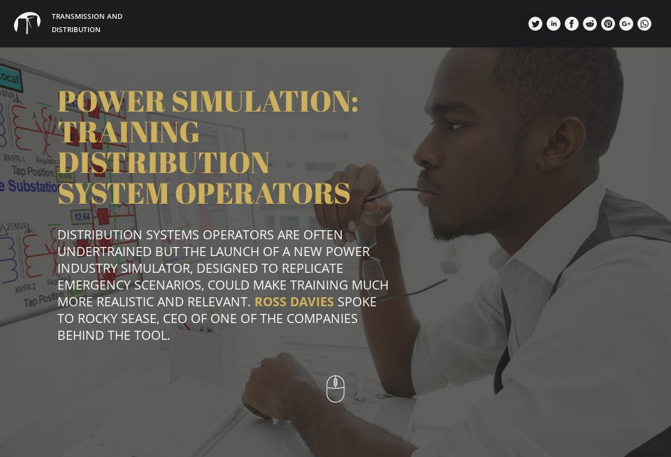 Power Simulation Training Distribution System Operators Future